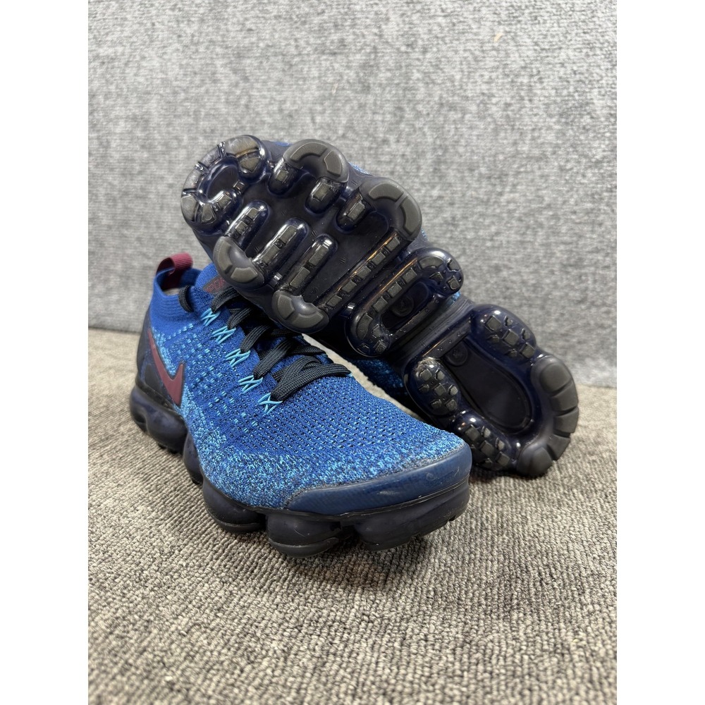 Nike Air VaporMax Flyknit 2 Shoes Mens 8 Blue Maroon Sneakers 942842-401 - Picture 12 of 14